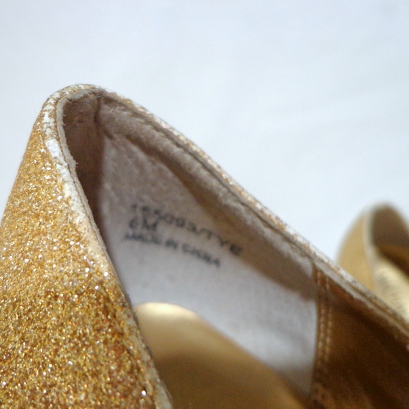 Glitter Gold Michael Shannon Peep Toe Heels - Picture 3 of 4